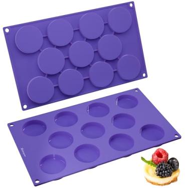 Imagem de Bakerpan Formas de silicone para mini muffin, pequenos moldes redondos de silicone, formas de torta, formas de biscoito, molde de doces, moldes de chocolate - conjunto de 2