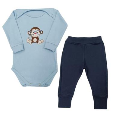 Imagem de Conjunto Body Bebê Manga Longa Macaco de Óculos + Calça - Mellane Baby
