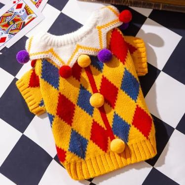 Imagem de Roupas de circo malucas de outono e inverno, conjunto de suéter cruzado para cães, roupas de animal de estimação de ursinho de pelúcia para cães pequenos e médios