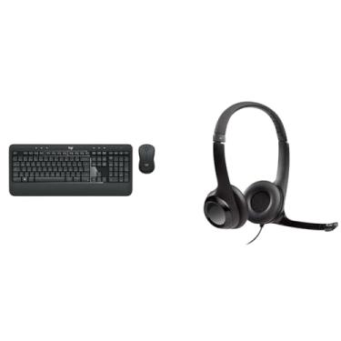 Imagem de Kit Teclado e Mouse sem fio Logitech MK540 com Teclado com Apoio para as Mãos e Layout ABNT2 + Headset com fio USB Logitech H390 Preto
