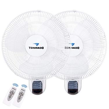 Imagem de Pacote com 2 – Ventilador de parede digital Tornado de 40,64 cm – Controle remoto incluído – 3 configurações de velocidade – 3 configurações oscilantes – Cabo de 165 polegadas – Certificado pela UL