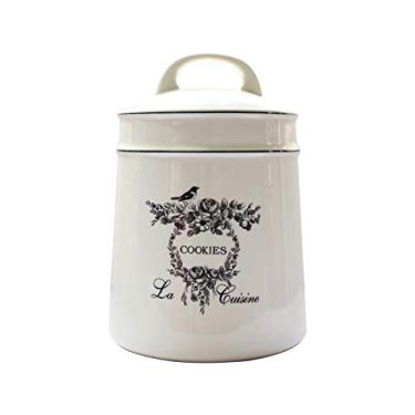 Imagem de Jarras de cerâmica vintage Lonovel, design retrô de pássaros e flores, grande organizador de cozinha com tampa hermética, selo de lata para armazenamento de alimentos, biscoitos de loja, biscoitos, sobremesa, etc. Bege