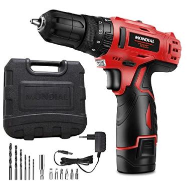 Imagem de Furadeira Parafusadeira de impacto 3/8" a bateria 12V com maleta e acessórios - PI-10MA - Mondial (110V/220V)