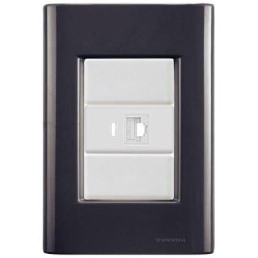 Imagem de Cj Tomada Rj45 Rj 45 Ethernet Giz Grafite Tramontina Completo Pronto T