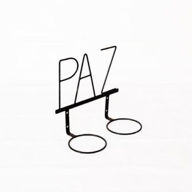 Imagem de Suporte duplo para vasos com a palavra Paz em Ferro fixação na parede 