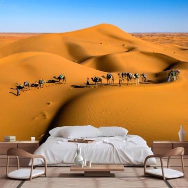 Imagem de Lcythiazole Mural de parede personalizado Peel and Stick, Sunset Desert Dune Camel Wallpaper Murais para quarto, sala de estar, escritório, cozinha, grande HD, fotografia, murais fotográficos, foto