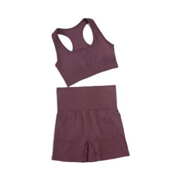 Imagem de Conjunto de Yoga Sem Costura Feminino - Roupas de Ginástica e Fitness,