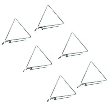 Imagem de Kit 6 TRIÂNGULO PHX MUSIC 25CM X 8MM 79 AÇO CROMADO BATEDOR CORDÃO