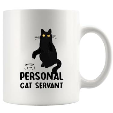 Imagem de Gato Preto Pessoal Gato Servo Engraçado Gato Amante Presentes Gato Mãe Pai Namorada Namorado Irmã Irmão Novidade Drinkware Caneca Cerâmica 325 ml Branco