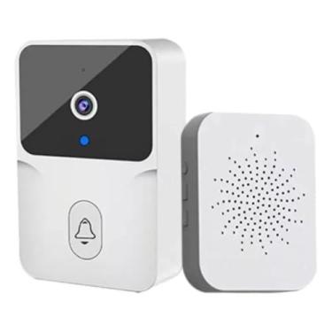 Imagem de Campainha C/Camera Wifi Sem Fio Inteligente Interfone Audio Branca
