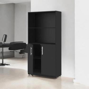 Imagem de Armário Estante com Prateleiras Light Preto - Pleno Móveis