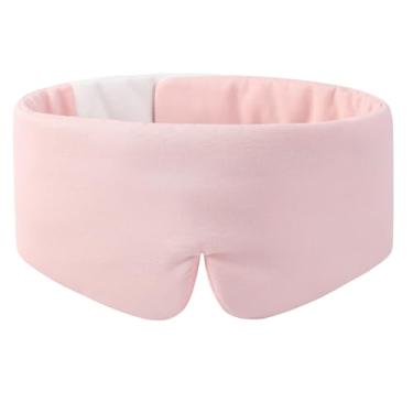 Imagem de ALASKA BEAR Máscara para os olhos de algodão orgânico estilo envolvente com nariz acolchoado, faixa de cabeça grande e ampla e cobertura grande máscara de dormir com aba inferior para escurecimento