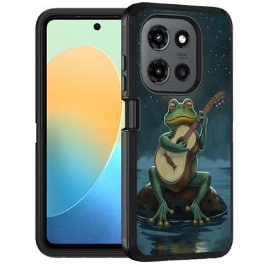 Imagem de FQTBCEARI Capa para Motorola Moto G 5G 2025 / Moto G Play 5G 2025, capa protetora de corpo inteiro à prova de choque de grau militar para Moto G 5G 2025, sapo tocando guitarra