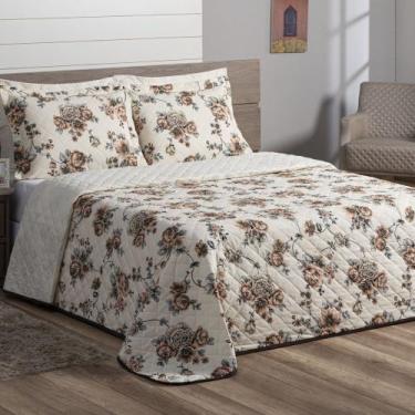 Imagem de Cobre Leito Colcha Casal Queen Fascinio Percal 200 Fios Algodão 03 Peç