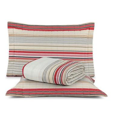 Imagem de Cobre Leito Colcha Casal Queen Fascinio Percal 200 Fios Algodão 03 Peç