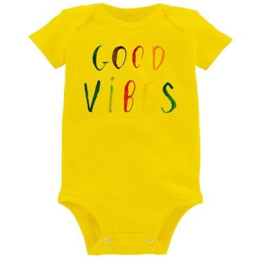 Imagem de Body Bebê Good Vibes Cores - Foca na Moda, Amarelo, GG