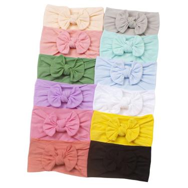 Imagem de Laços de Cabelo Infantil Menina Bebê Turbante Kit com 12