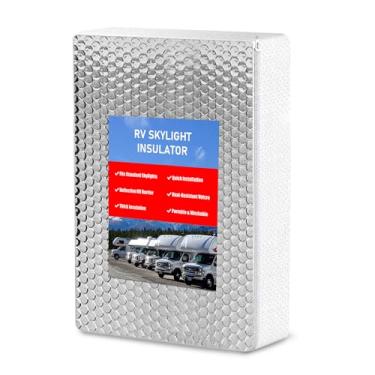 Imagem de Losrik Isolador de claraboia para trailer, 56 x 35,5 x 7,6 cm, isolador de ventilação para trailer, capa de claraboia para trailer com superfície refletiva, isolamento de ventilação impermeável para