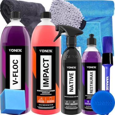 Imagem de Kit Para Lavar Carro Moto Caminhão Shampoo Cera Luva Toalha Pincel Aplicador Vonixx