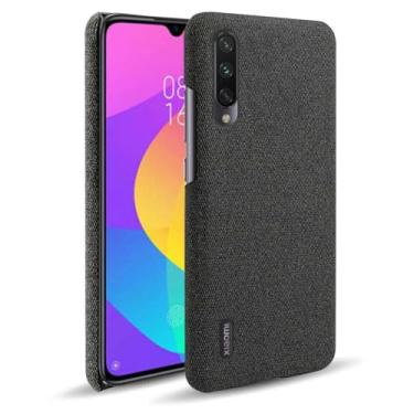 Imagem de Capa para Xiaomi A3,Capa desenhada em lona,Case Protetora Ultrafina com Empunhadura Macia,Design em Tecido Antichoque e Antiarranhões-Black