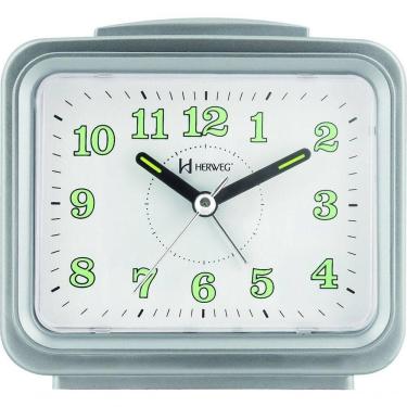 Imagem de Relógio Despertador Branco Dois Alarme Super Alto Pilha Prata - Prata