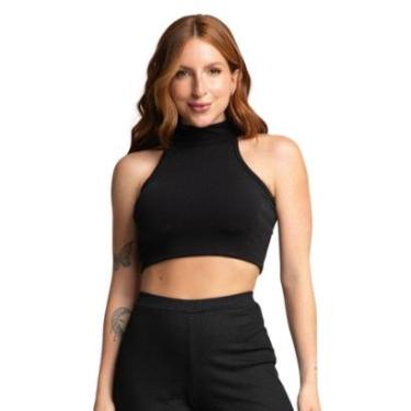 Imagem de Cropped Regata Crepe Vekyo Gola Alta Verão Moda Casual Feminino Tamanho:P;Cor:;Gênero:F...