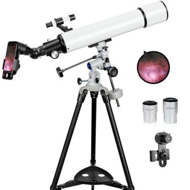 Imagem de Telescópios para adultos, abertura de 70 mm e distância focal de 700 mm, telescópio refrator profissional de astronomia para crianças e iniciantes – com suporte equalizado, 2 oculares Plossl e adaptador para smartphone