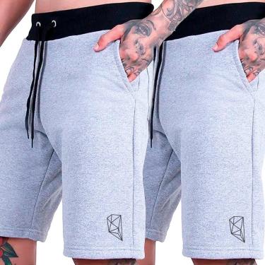 Imagem de Kit 2 Bermuda Plus Size Moletom Shorts Masculino Tamanho Especial Confortável Treino Academia-Masculino