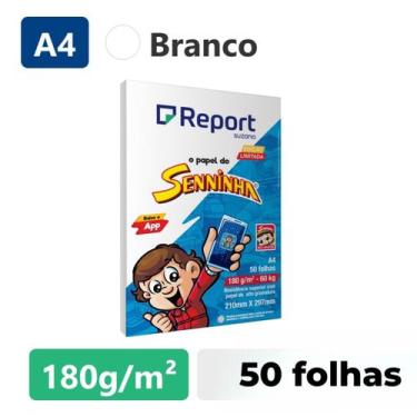 Imagem de Papel A4 report Seninha 180g 50 Folhas Brancas Premium - Suzano
