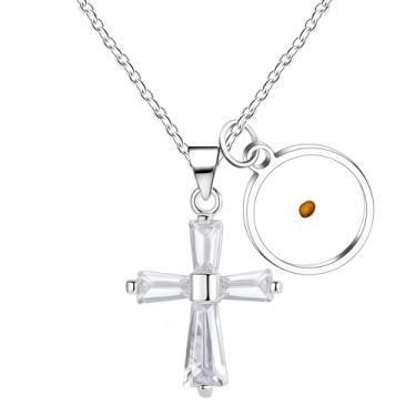 Imagem de Mayfaith Colar de cruz de zircão brilhante moderno europeu e americano, colar de fé de semente de mostarda masculino e feminino, um presente para si mesmo, família e amigos próximos YA938, Adjustable,