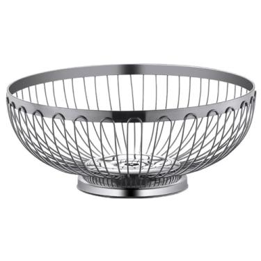 Imagem de Cesta de frutas Tigela de frutas portátil de aço inoxidável, cesta oca de frutas, escritório, lanches de vegetais, recipiente de armazenamento, organizador multifuncional Tigela de cesta de frutas