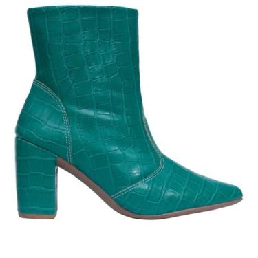 Imagem de Bota Feminina Bico Fino Cano Curto Salto Confortável Coturno - Munita,