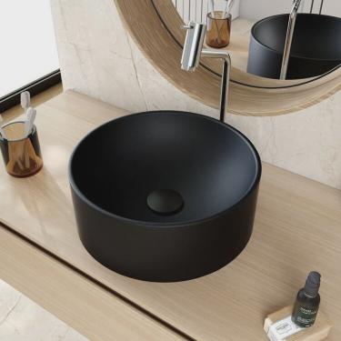 Imagem de Kit 2 Cubas de Apoio Redonda Bl34 34x34cm Lapimat Preto Matte Fosca
