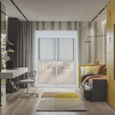 Imagem de Porta de Aluminio com Persiana Integrada 220x120cm 2 Folhas com Controle Topsul Branco
