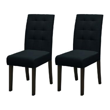 Imagem de Conjunto Com 2 Cadeiras Estofada Sala de Jantar Dubai Castanho / Preto Dobuê