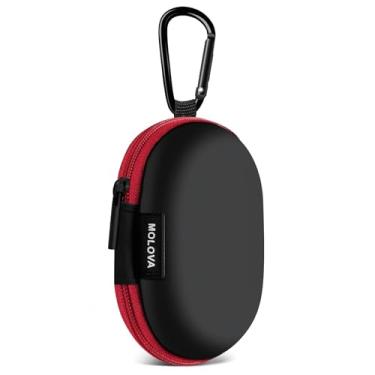 Imagem de MOLOVA Capa para fone de ouvido, armazenamento oval, bolsa portátil para fones de ouvido, fones de ouvido, cabo de carregamento USB, vermelho