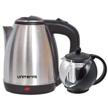 Imagem de Kit Chaleira Elétrica Inox Cromada 1,8 L 110V com Jarra Infusora Inox 