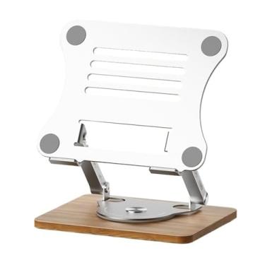 Imagem de Suporte para laptop Laptop Stand with Wooden Base, 360° Rotation Foldable Portable Notebook Riser Bracket Elevador para laptop(Silver)