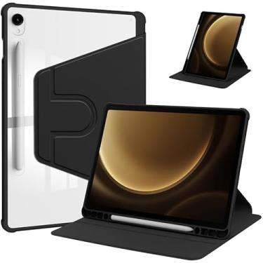 Imagem de Capa giratória para Samsung Galaxy Tab S8 11 polegadas SM-X700/X706/S7 27.9 cm SM-T870/T875/T878, suporte protetor de rotação de 360 graus, capa rígida fina traseira transparente, despertar/hibernar