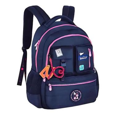 Imagem de Mochila Luluca Costa Feminina Grande Notebook Bolsos Juvenil, Azul