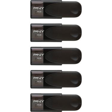 Imagem de Pen Drive PNY - Unidade flash USB 2.0 de 16 GB Attaché 4 tipo A com 5 unidades - Preto-P-FD16GX5ATT4-EF