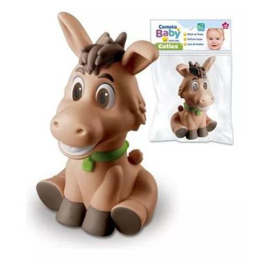 Imagem de Mordedor Infantil Brinquedo Banho Bebê Burrinho Macio 12cm - Cometa Br