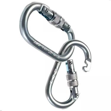 Imagem de Kit 30 Mosquetão Aço Oval Rosca 25Kn Trava Dupla Para Altura