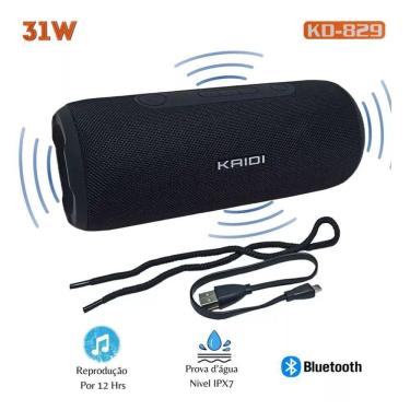 Imagem de Caixa De Som Bluetooth Tws Wireless Kd-829 Kaidi 31W Potencia A Prova D'Água