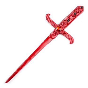 Imagem de Athame Metal Vermelho 19 cm Pedra Vermelha e Preta - Lua Mística - 100