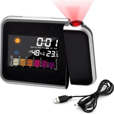 Imagem de Relogio projetor despertador led digital giratorio temperatura estacao