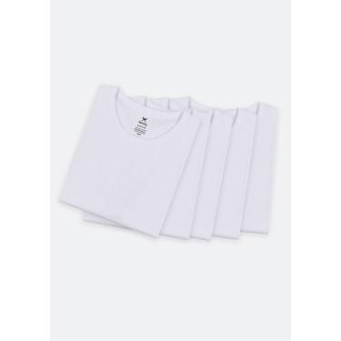 Imagem de Kit Com 5 Camisetas Masculinas Básicas Slim - Hering, G, Branco