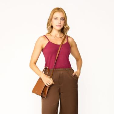 Imagem de Blusa Feminina Alcinha em Viscolycra - Tribo Livre, Bordô, G