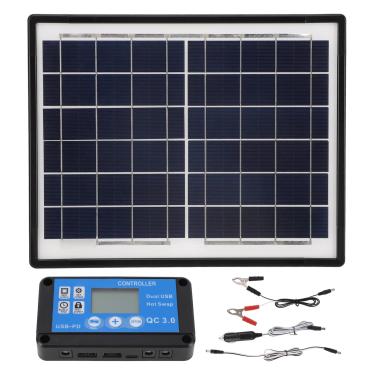 Imagem de Carregador de painel solar de 50W GRCFUMO, kit de carregador solar portátil de 12V com controlador, painel solar externo de alta eficiência para camping externo, RV, fonte de