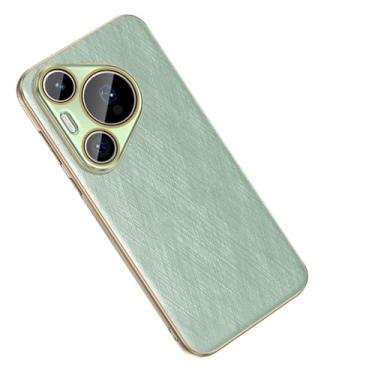 Imagem de LTLMYDAM Capa de proteção de lente para Huawei Pura 70 Ultra/70 Pro/70 Pro+/70, capa de telefone fina de couro leve e luxuosa, antiqueda, revestimento interno resistente a arranhões, verde, 70 Pro